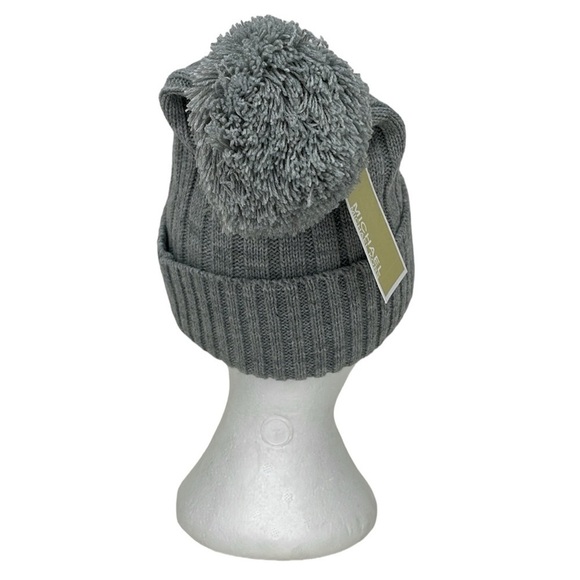 Michael Michael Kors Beanie NWT Grey Knit Hat with Pompom Winter Snow - Picture 7 of 10